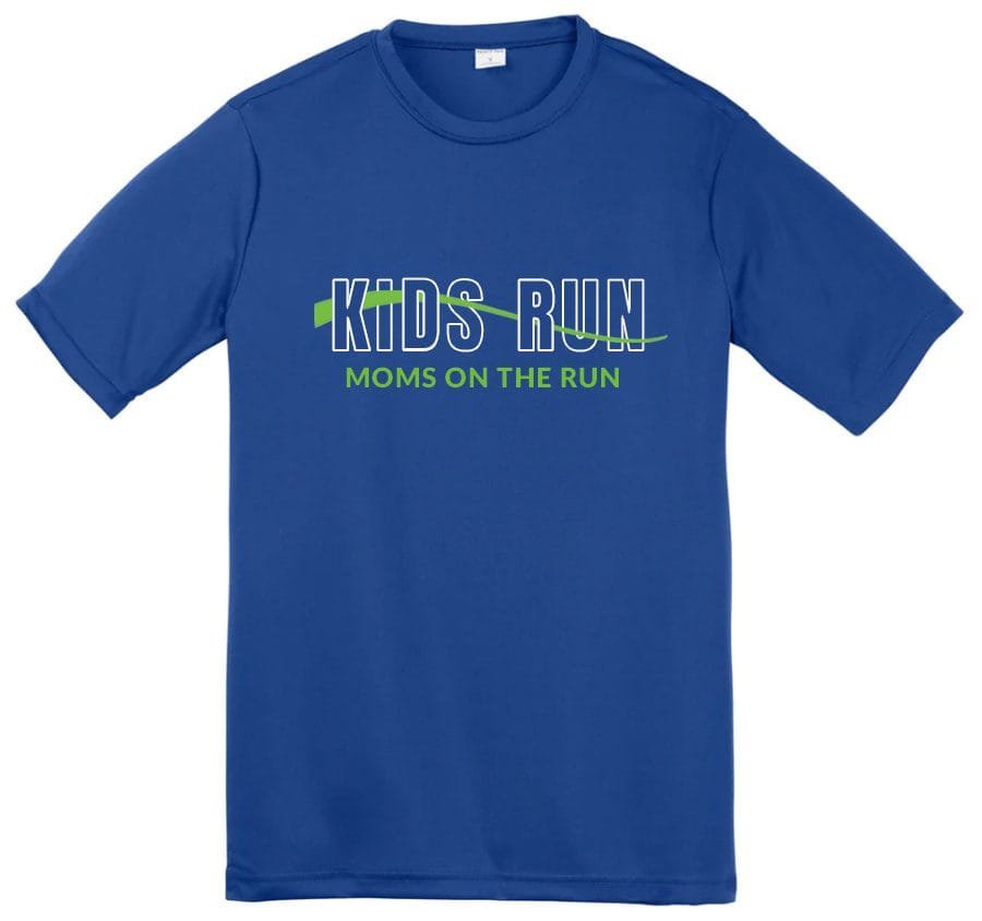Kids t-shirt that says "Kids Run - Moms on the Run"